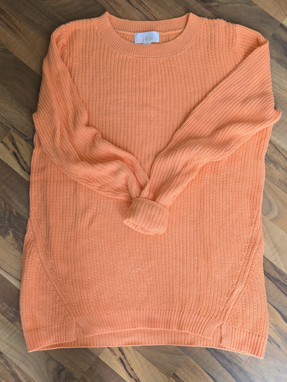 Belle by Kim Gravel Orange Sorbet Crewneck Sweater Sz XS